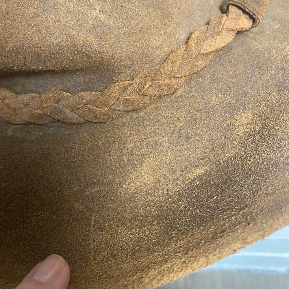 Minnetonka brown oiled leather outback hat boho western indie unisex XL - Picture 7 of 10